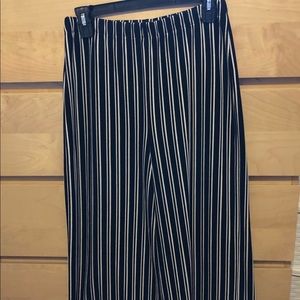Striped Wide Ankle Length Pants Business Casual